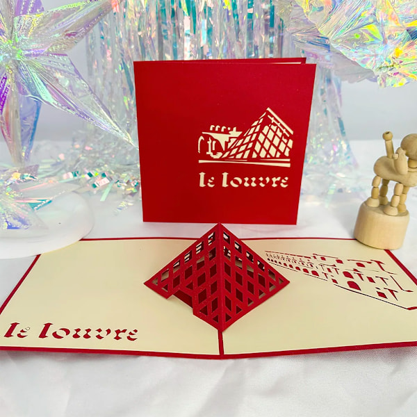 Pop UP 3D Födelsedagskort Världsattraktioner Kort Affärsinbjudan Pojke Gåva Hälsning Turistvykort för Pojkvän Pappa Present Louvre