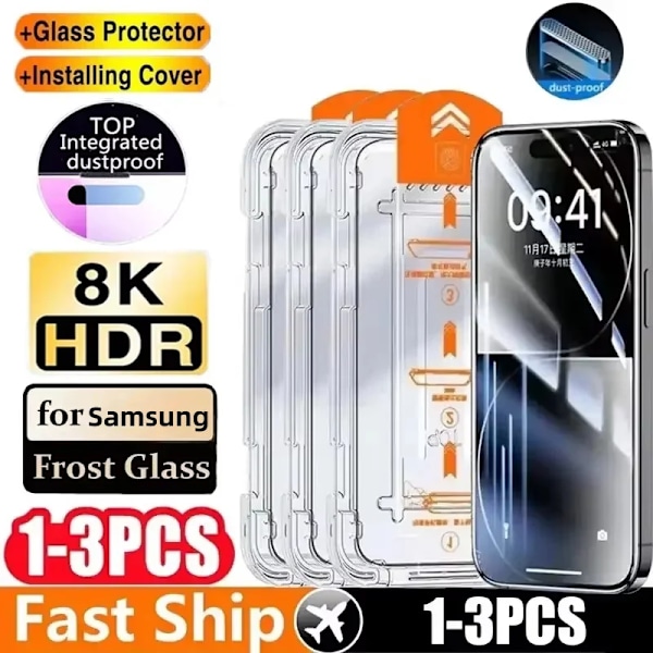 1-3 st 8K Dammfritt Glas För Samsung A56 A55 A36 A26 A54 A53 A35 A16 A06 A25 A34 Härdat Glas Film Galaxy S25 S24 Ultra S23FE A06 A05 A05S 3PCS