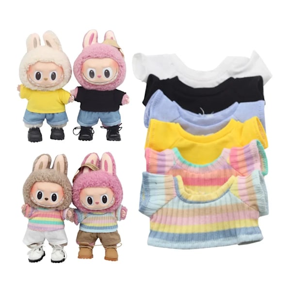 Dockkläder Outfit Tillbehör För Korea Kpop Exo 15-17cm Labubu Idol Dockor 10cm cotoon docka T-shirt denim shorts set Kläder Shorts khaki no doll