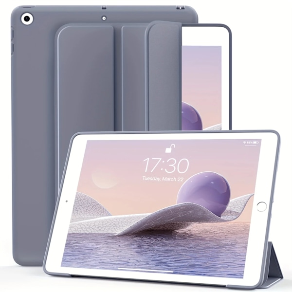 För Apple iPad 10.2 2019 2020 2021 7:e 8:e 9:e generationen magnetiskt flip smart fodral, trefaldigt stativ, stötsäkert mjukt silikonskal Lavender iPad 10.2