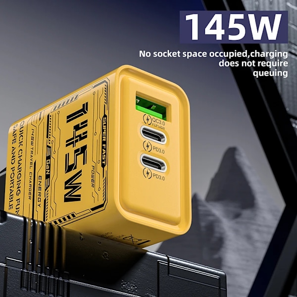 Xiaomi 145W Snabbladdare PD USB 3 Portar Laddare Snabb Telefonladdningsadapter För iPhone Samsung Huawei EU/US/UK Kontakt Väggadapter EU Set