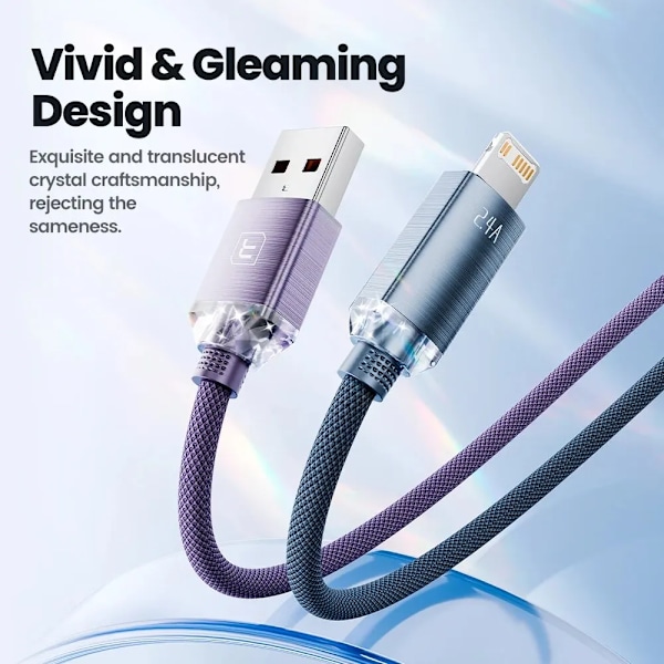 Toocki USB-kabel för iPhone 14 13 12 Pro Max 2.4A Snabbladdning Lightning-kabel Datakabel för iPhone 8 7 6 5 Plus AirPods Grey 2m