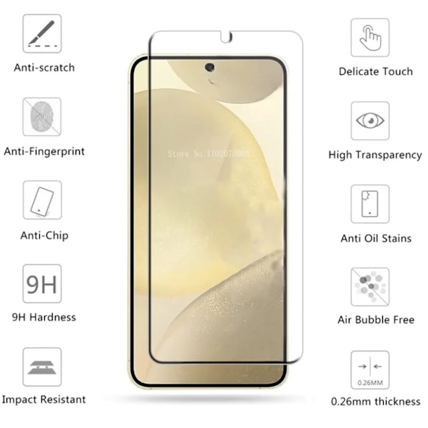 2 st Skärmskydd för Samsung Galaxy S24 Ultra S22 S23 S21 Plus S21 S20 FE Härdat Glas för Samsung A15 A55 A54 A34 A73 5G Galaxy A53 5G 2Pcs