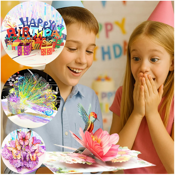 3D Pop Up Grattis på födelsedagen Bröllop Hälsning Inbjudningskort Pojke Flicka Barn Present Tackkort Miniatyrer Bästa Önskningar Vykort Age is a number