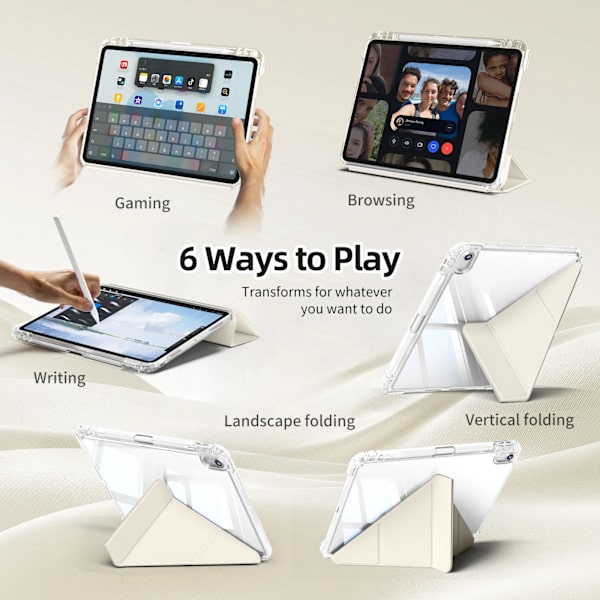 ZOYU Smart Case med pennhållare för iPad Air 4 Air 5 Air 6 A16 11:e M2 M3 iPad Pro 11 12.9 13 10 Gen 10.2 9:e 8:e 7:e Mini 7 6 Grey iPad Air45 2020-2022