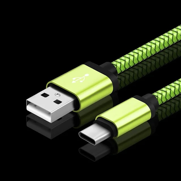 2m 3m USB Typ C Kabel snabbladdning Batteriladdare Sladd för Samsung Galaxy A51 A71 A5 A70 A81 M31 A12 S21 S10 S10E S9 A50 green 0.25m