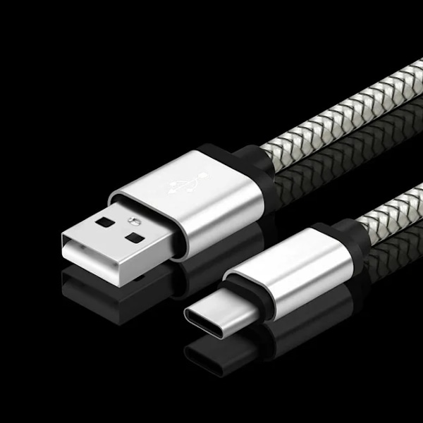 2m 3m USB Typ C Kabel snabbladdning Batteriladdare Sladd för Samsung Galaxy A51 A71 A5 A70 A81 M31 A12 S21 S10 S10E S9 A50 Silver 0.25m