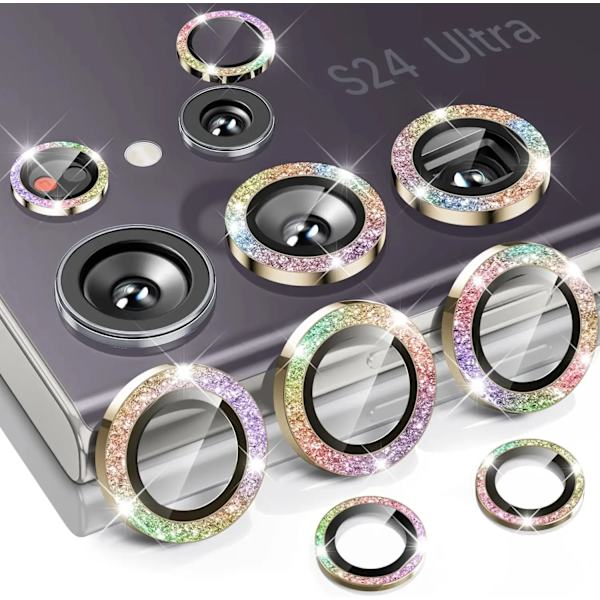 Diamantglitter Linsskydd Glas För Samsung Galaxy S25 Ultra Plus HD Klar Kameraskydd För Samsung S24 S23 Metallring Linsskyddsfilm Rainbow Galaxy S24 Plus
