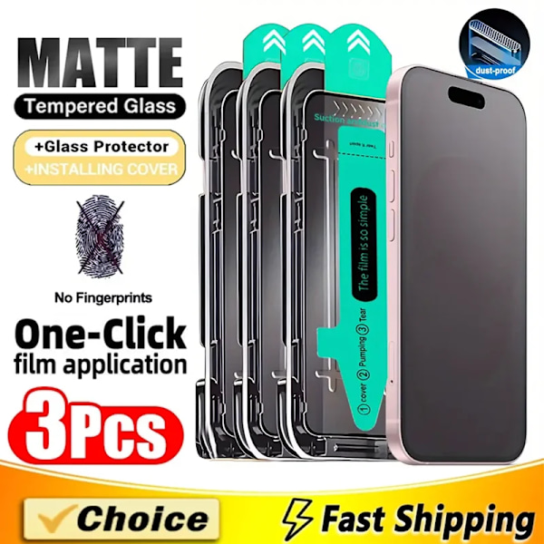 3-pack Oleofobisk Beläggning Dammtät Enkel Installation Matt Skärmskydd För iPhone 16 14 13 12 11 15 Pro Max Plus XS XR Glas For iPhone XR 3Pcs Matte Glass