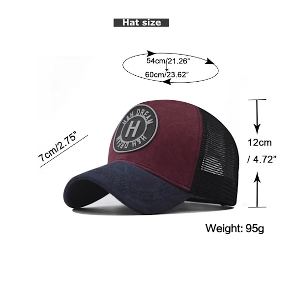 Snabbtorkande Keps Truckerkeps Meshkeps Sportkeps för Män Justerbar Basebollkeps Löparkeps Utomhussportkeps Wine Red Adjustable