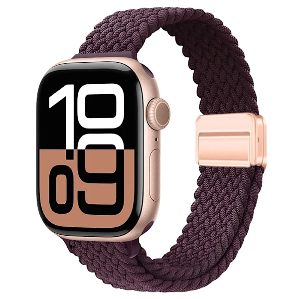 Smal Flätad Loop Nylonrem För Apple Watch Ultra 49mm 10 46mm 42mm 9/8/7 Andningsbart Damarmband iWatch 6/5/SE/3 Armband Crimson cherry 38 40 41mm(S10-42mm)