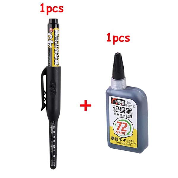 1-6 st 45 mm Vattentät Lång Huvud Nib Djupa Hål Markörer Penna Kakel Snickarpenna Multifunktionell för Träbearbetning Svart/Blå/Röd Bläck black 1pen 1ink