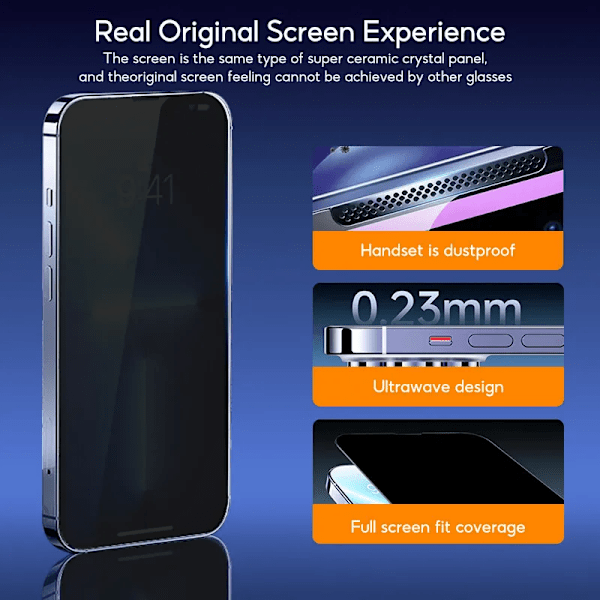 Ny TBTIC 360 Graders Sekretess Härdat Glas för IPhone 16 15 14 Plus 13 12 11ProMax XR X XS XSMAX Anti-Spion Skärmskyddsfilm Artifact XR 360 Degree Privacy