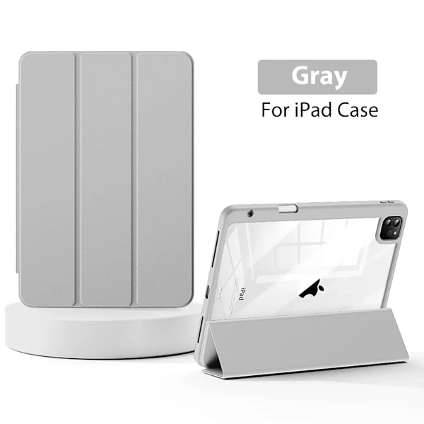 Skal för iPad 10:e 10.9 Generation A16 Pro 11 12.9 13 2025 Funda För iPad Air 5 4 7:e 8:e 9:e 10.2 Mini 6 7 Fodral Pennhållare Gray 7th 8th 9th 10.2