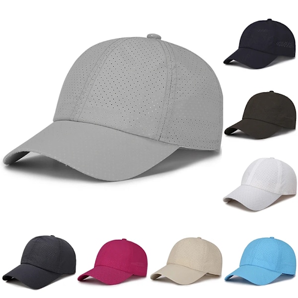 2023 Ny Sommar Herr Dam Snapback Snabbtorkande Mesh Basebollkeps Solhatt Ben Andningsbara Hattar Justerbar utomhushatt LIGHT GRAY Adjustable