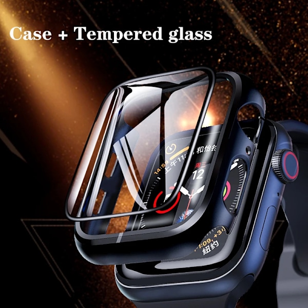 Glas+Skal för Apple Watch case 9 8 7 6 SE 3 iWatch Tillbehör Skärmskydd Apple watch series 44mm 40mm 38/42mm 45mm 41mm Bright silver 41mm series 7 8 9