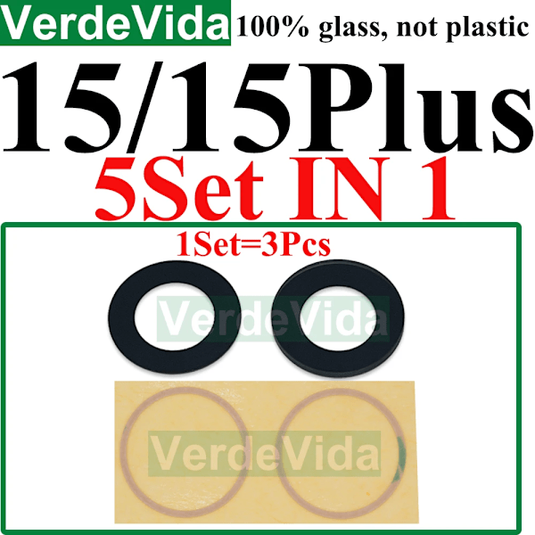5 set Bakre Kameraglas för iPhone 16 Plus 15 14 13 ProMax Bakre Kameraskydd Lins Klistermärke 5x 15 15Plus
