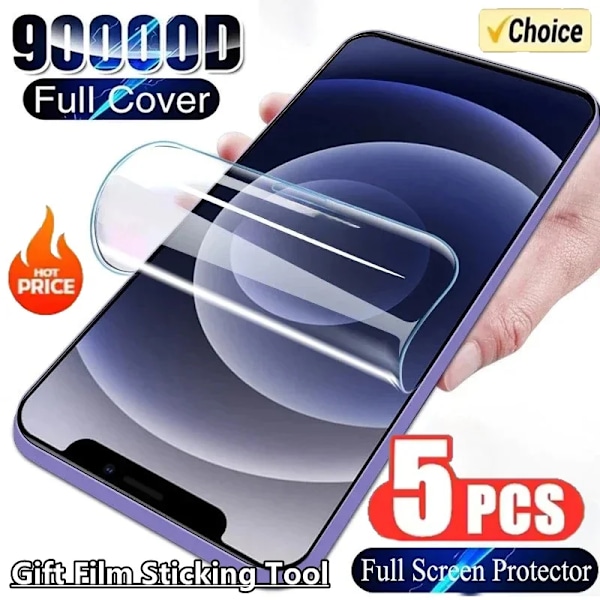 5-pack Fulltäckande Hydrogel Film För iPhone 13 12 11 14 15 16 Pro Max Skärmskydd För iPhone 16 PRO XR XS MAX 15 Plus 13Mini iPhone XR Hydrogel Film