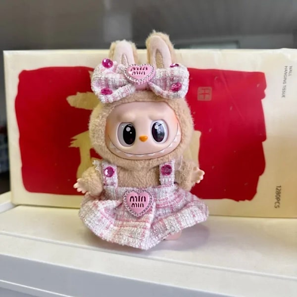 17cm Mini Plyschdockas Kläder Outfit Tillbehör För Korea Kpop Exo Labubu Idol Kostym Kläder Gåva 2pcs set pink D No Doll