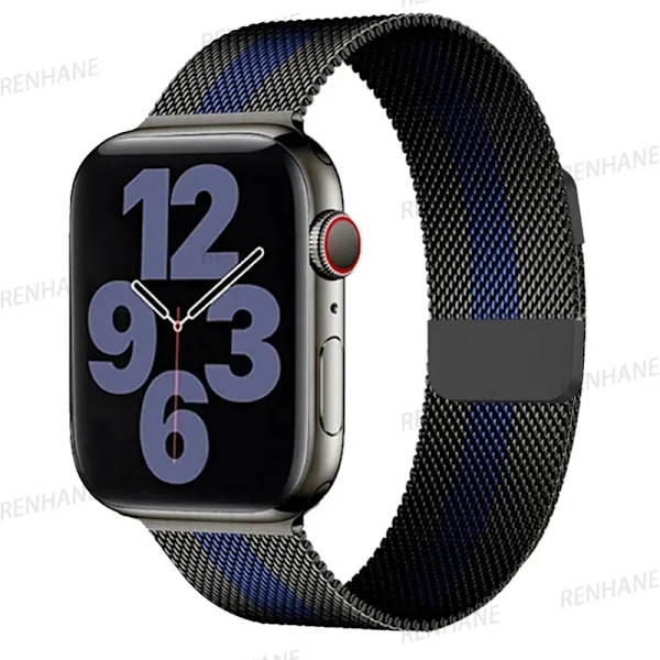 Milanese Armband för Apple Watch Ultra 2 49mm 45mm 46mm 44mm 40mm 42mm 41mm Armband för iWatch Series 10 9 3 4 6 5 SE 7 8 Rem Black blue 42(S3)-44-45-46-49mm