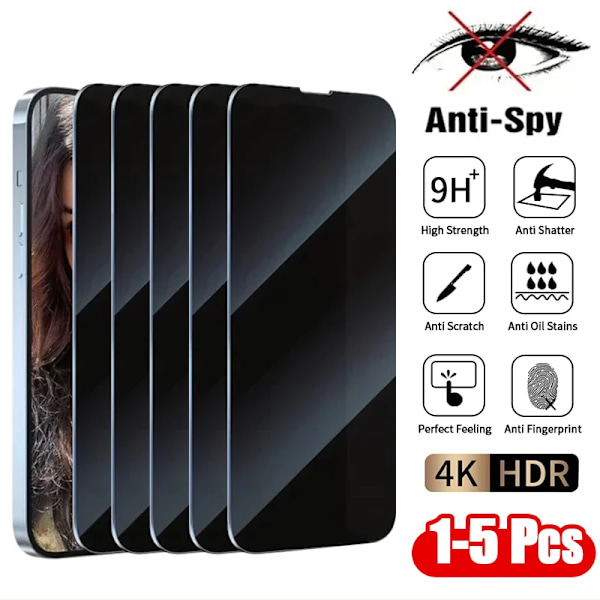 1-5 st Anti-Spy Härdat Glas För iPhone 16 14 13 11 15Pro Max Mini 7 8 Plus Sekretess Skärmskydd för iPhone 15 X XR XS MAX For iphone 15 Plus 3PCS Privacy Glass