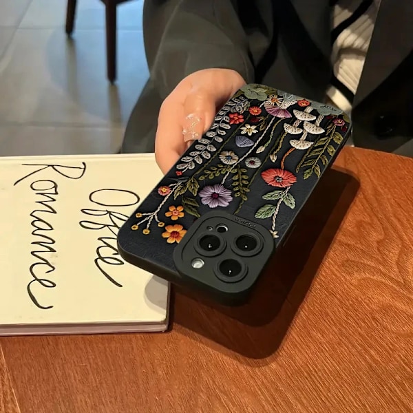 Skal för iPhone XS X XR 7 8 Plus 16E Präglat Blommönster Målat Telefonskal för iPhone 16 15 14 13 12 11 Pro Max SE2 Fundas SC02-HE-P0498 For iPhone 13Pro Max
