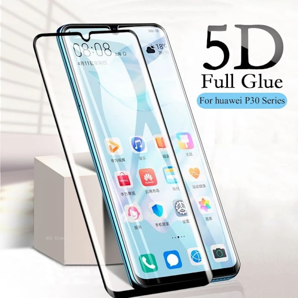 2 st Fulltäckande Härdat Glas För Huawei P20 P30 Lite P40 Pro Skärmskydd För Honor 8x 9x 10 9 20 Lite Skyddsglas For P20 Lite 2Pcs Black Glass