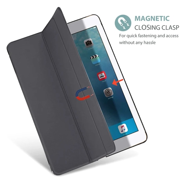 Smart Sleep Fodral för Apple iPad Air 2 air1 9.7 5:e 6:e Gen 10.2 9:e 8:e 7:e 10.5 Fodral Lyxigt PU Läder Tri-fold Wake up Funda Black ipad air 3 pro 10.5