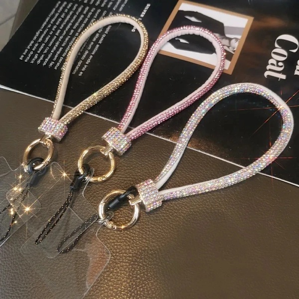Mobiltelefon Lanyard Lyx Rhinestone Lanyard Armband Högkvalitativ Kort Diamantbesatt Armband Anti-förlust Förstärkt Lanyard Dare Blue