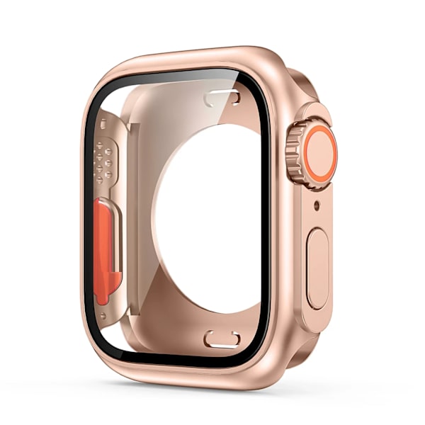 Skärmskydd för Apple Watch 45mm 44mm 40mm 41mm Hårt PC Främre Bakre Stötfångare Skal iwatch 9 8 7 SE 6 5 4 Ändra Till Ultra Rose Gold Series7 8 9 41mm