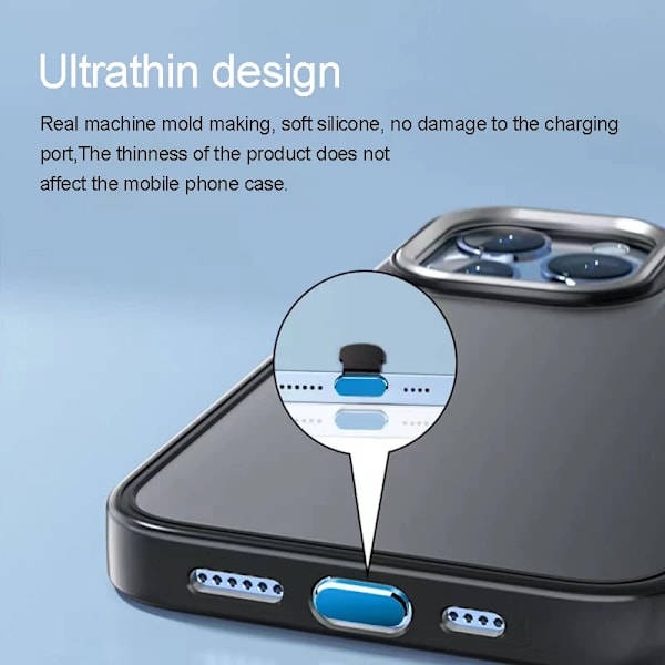 iphone Tillbehör Dammskydd för Usb Dammskydd iphone 14 pro max Tillbehör Usb c Dammskydd Typ c Dammskydd Charm Kapsel iphone Blue(2pcs)