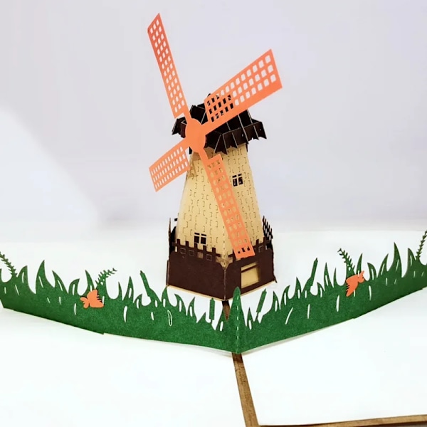 Pop UP 3D Födelsedagskort Världsattraktioner Kort Affärsinbjudan Pojke Gåva Hälsning Turistvykort för Pojkvän Pappa Present Dutch windmill