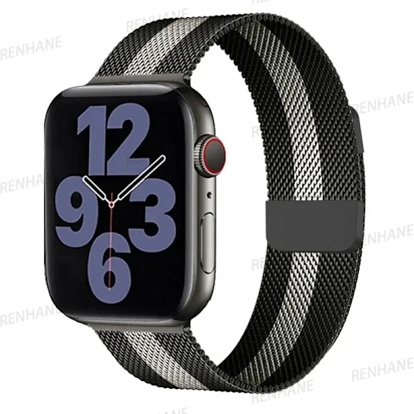 Milanese Armband för Apple Watch Ultra 2 49mm 45mm 46mm 44mm 40mm 42mm 41mm Armband för iWatch Series 10 9 3 4 6 5 SE 7 8 Rem Black white 42(S3)-44-45-46-49mm