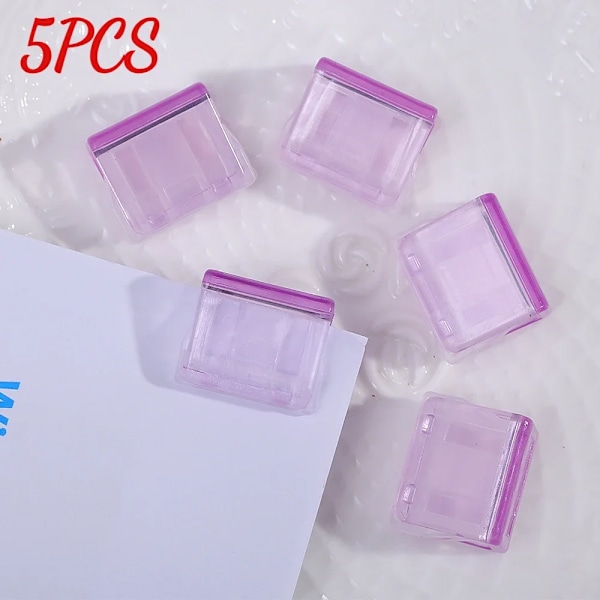 Godisfärg Transparent Tryck Gem Pusher Papper Testfiler Mini Förvaringsklämma Indexsida Klämma Kontorsbindning Skrivmaterial Purple 5PCS