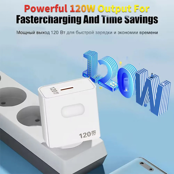 120W Snabbladdare GaN USB Snabbladdning Mobiltelefonadapter Quick Charge 3.0 Väggladdare 10A Typ C Kabel För iPhone Xiaomi 13 EU Plug 10a c cable