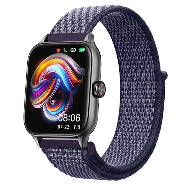20mm 22mm Nylon Loop band för Amazfit GTS4/2/3/3pro/2e/GTS2 Mini/GTR 4 42mm/47mm/GTR2/2e/stratos armband Amazfit bip rem 61 Heart Violet 22mm