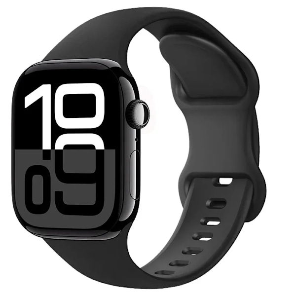 Sport Silikonarmband för Apple Watch 10 9 8 7 46mm 42mm 45mm 41mm Ultra 2 49mm Armband Klockarmband iWatch 6 5 4 SE 44mm 40mm Rem Black 38mm 40mm 41mm