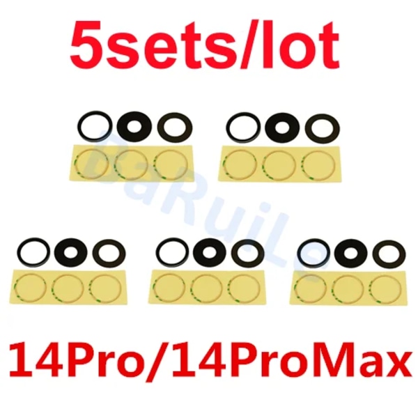BaRuiLe 5-pack Bakre Kameralins Glas för iPhone 15 Pro Max 14 Plus 13 MINI 12 11 XR XS XSMax X 6 7P 8 lins med Självhäftande 5x 14Pro 14PM