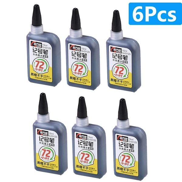 1-6 st 45 mm Vattentät Lång Huvud Nib Djupa Hål Markörer Penna Kakel Snickarpenna Multifunktionell för Träbearbetning Svart/Blå/Röd Bläck 6pcs black ink