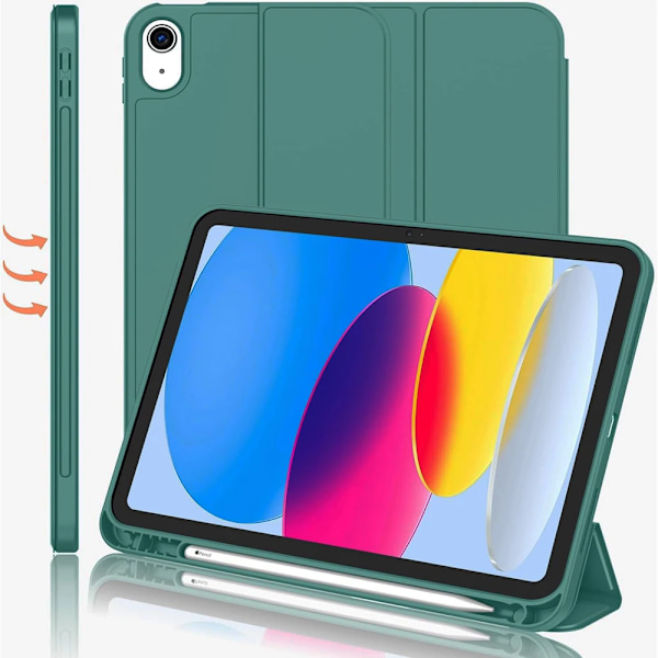 Funda Fodral för IPad 10:e Gen IPad Pro11 Air11 2024 IPad Air5 10.2 10.5 Air1 2 5:e 6:e 9.7 Magnetiskt Tablet Fodral med Pennhållare Dark Green iPad 10th Generation