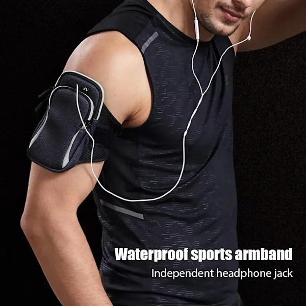 Universal 6.8 tum Löparsport Armband Väska Vattentät Armväska Mobiltelefon Väska Fodral Fitness Gym Armband För iPhone Samsung Black