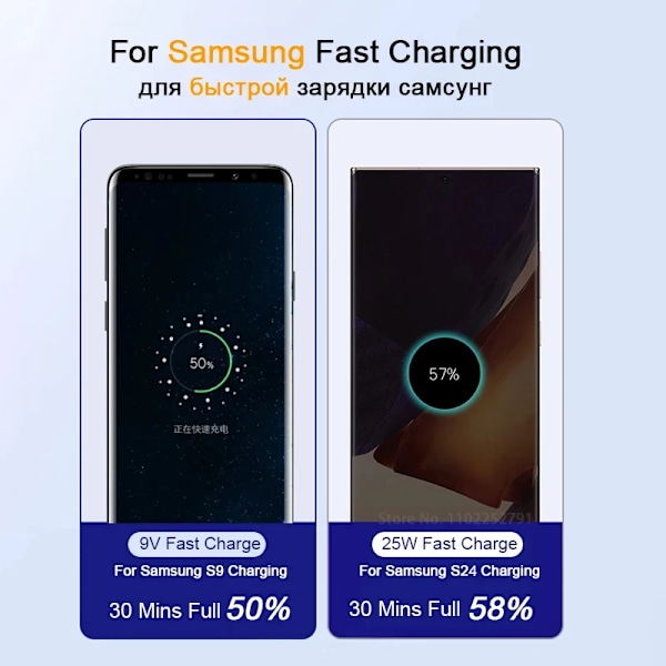 Original PD 25W Supersnabbladdare För Samsung Galaxy S21 S22 S23 S24 Ultra A54 A53 A34 USB Typ C Datakabel 2M Laddare Adapter EU White 2 IN 1