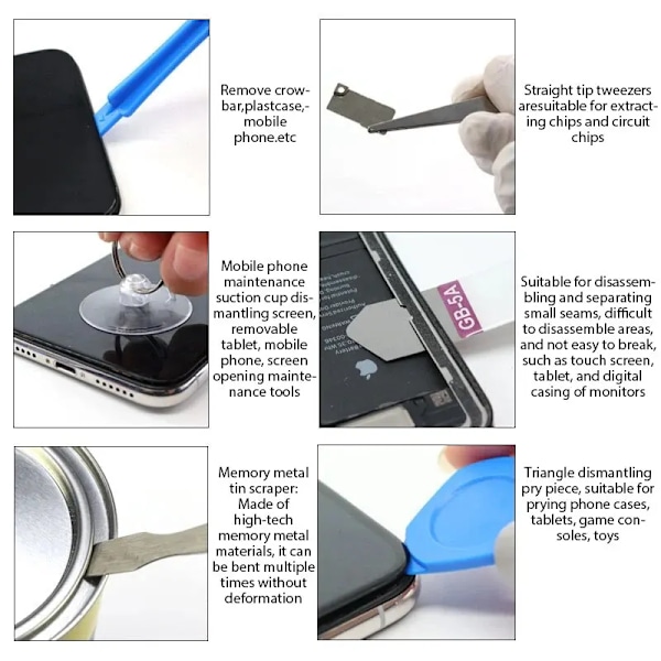 14/20/23 I 1 Skärmöppning Mobiltelefon Kombination Demontering Reparationssats För iPhone Multifunktion Ta Bort Skärm Reparationsverktyg 23pcs