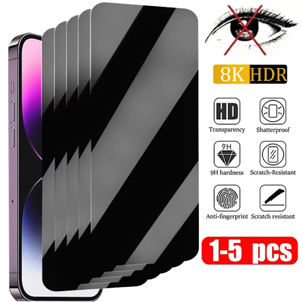 1-5 st Anti-Spy Glas för Samsung A55 A54 5G S24 Ultra S23 S22 S21 S20 Plus FE A52S J4 J8 J6 M42 M31S Sekretess Skärmskydd M32 4G 5pcs