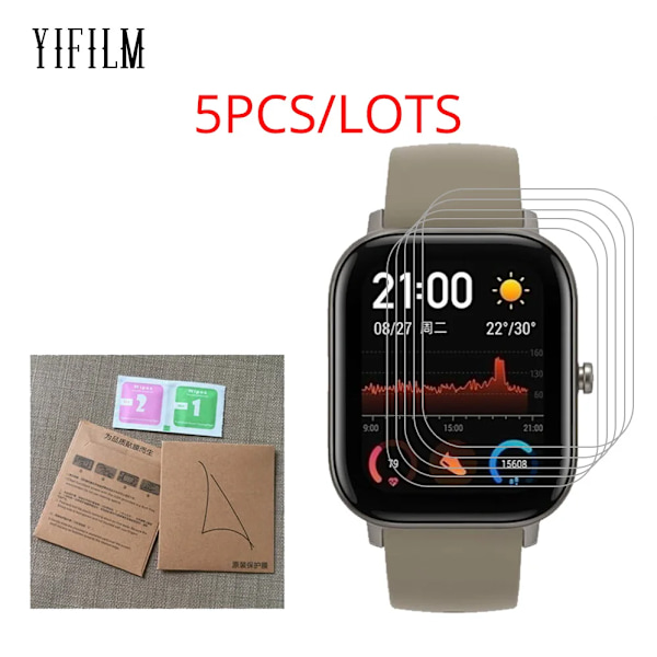 5 st Skärmskydd för Xiaomi Huami Amazfit Bip U BIT PACE Lite S Amazfit GTS 3 2 2e Mini POP Pro, Full täckning, Mjuk TPU-film Bip Bip S BipS Lite