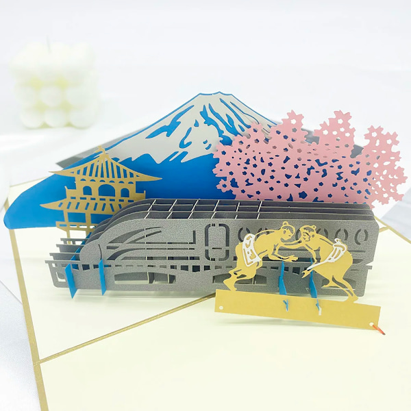 Pop UP 3D Födelsedagskort Världsattraktioner Kort Affärsinbjudan Pojke Gåva Hälsning Turistvykort för Pojkvän Pappa Present Mount Fuji