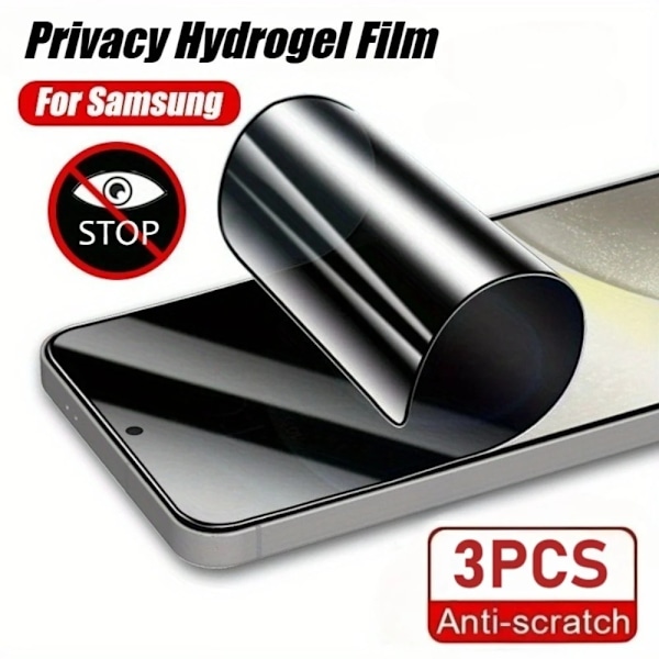 3-pack Anti-Spion Hydrogel Film För Samsung Galaxy S25 Ultra Edge S23 S22 S20 S21 Ultra Plus Note 20 10 Full Täckning Mjuk Film Galaxy Note 9 Anti Peeping