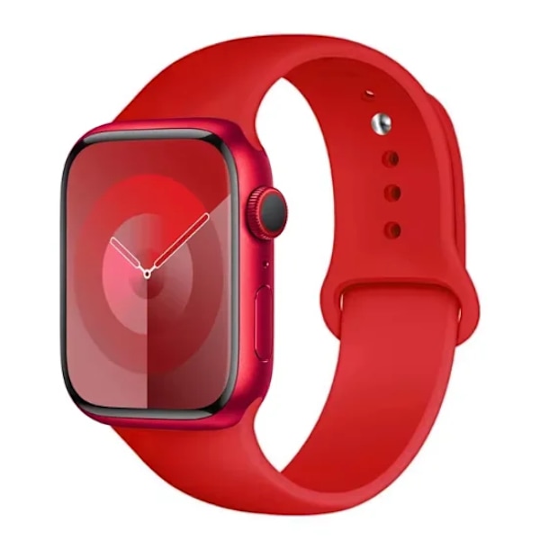 Lämplig för Apple Watch Smart Watch Iwatch3/4/5/6/7/8/Se Generation Ultra Klockarmband Fritt Justerbart Enfärgat Silikon M Red 12mm
