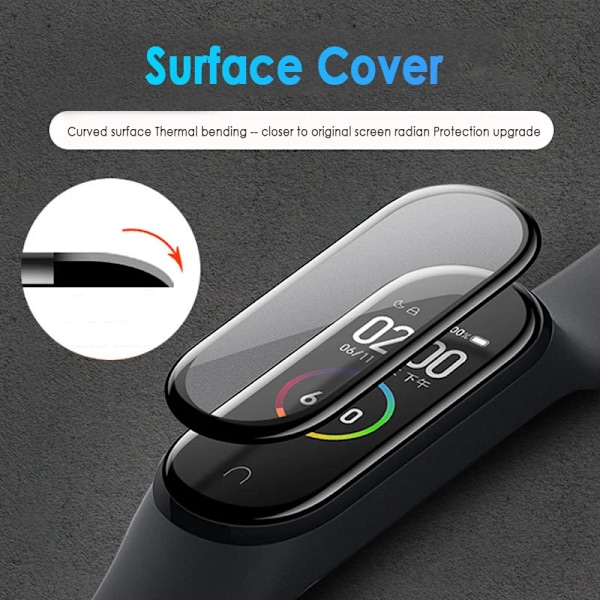 9D Full Screen Protector för Xiaomi band 6 7 8 film armband Mi band Smart Watch Miband Mjukt Skyddsglas xiaomi band 4 5 Film For Mi Band 5 3PCS