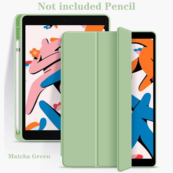 2025 M3 Fodral för iPad 11:e/10:e/9:e/8:e/7:e Gen Air 11 5/4 Pro 13 12.9 11 Fodral 2024 iPad 9:e Generationens Fodral 10.2 Mini 6 Pennhållare Matcha Green 1 2022 2021 2020 Pro11
